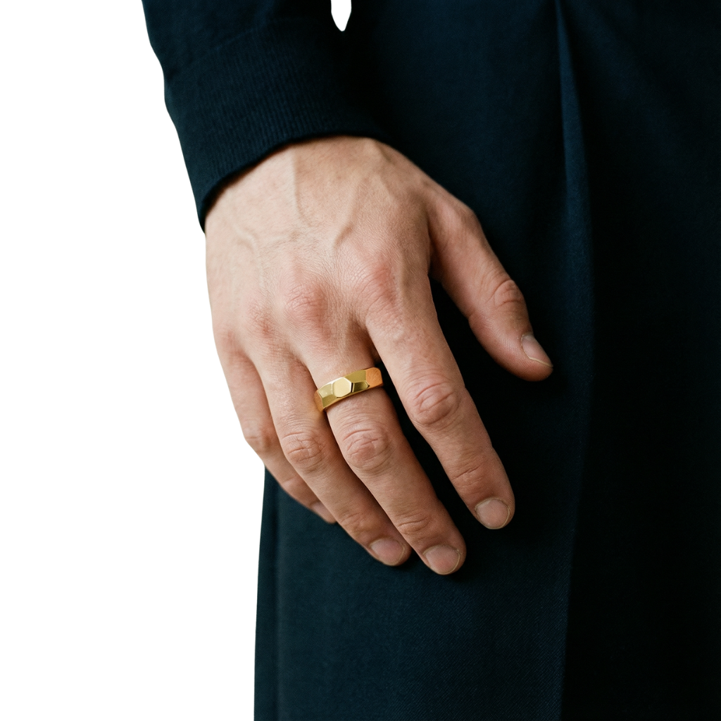 IMPERARI FACETED MEN’S RING – YELLOW GOLD